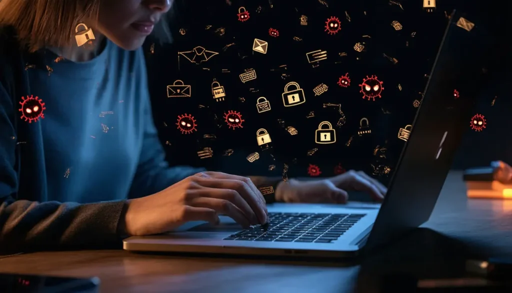 Cybersecurity green web monser