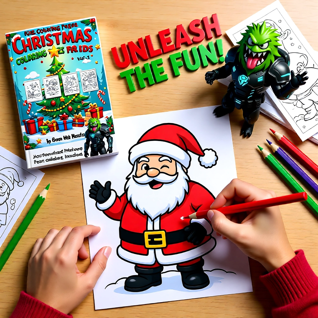 Christmas Coloring Pages for Kids: Festive Activity Book (Green Web Monster) - Image 5