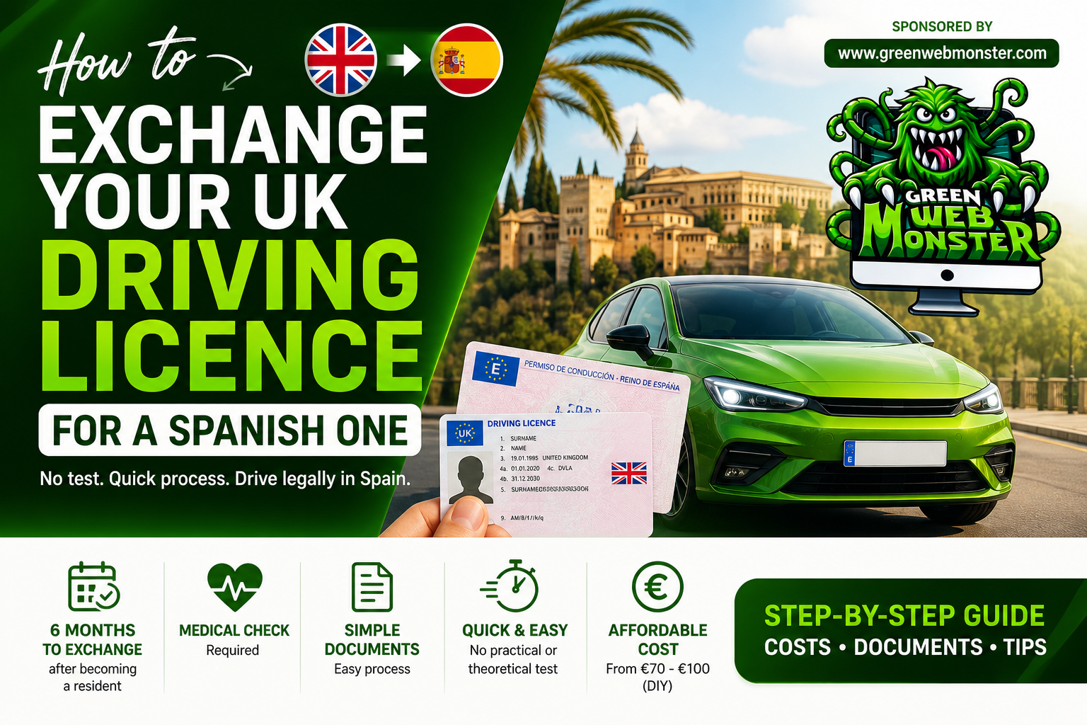 exhange uk driving licence with spain
